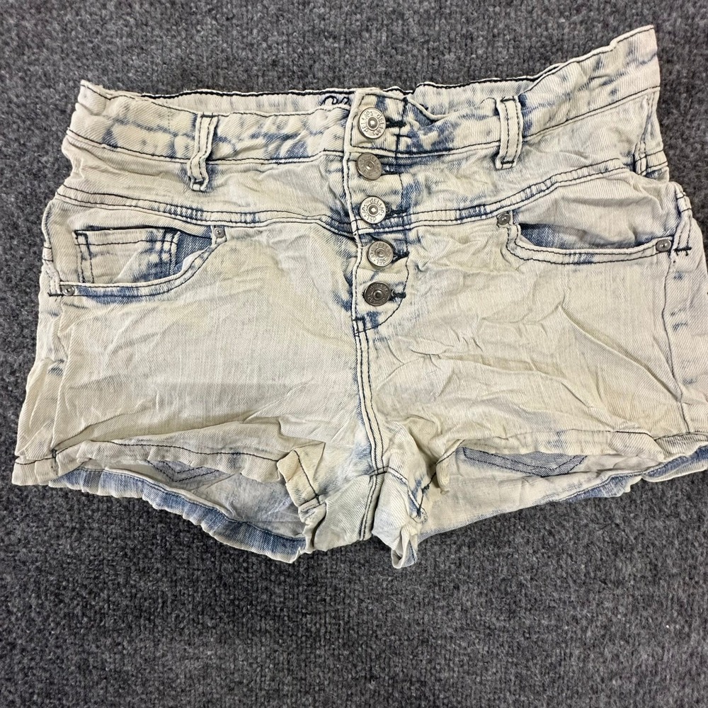dELiA*s Denim Shorts Womens Size 9/10 Light Acid Wash High Waisted Multi Button
